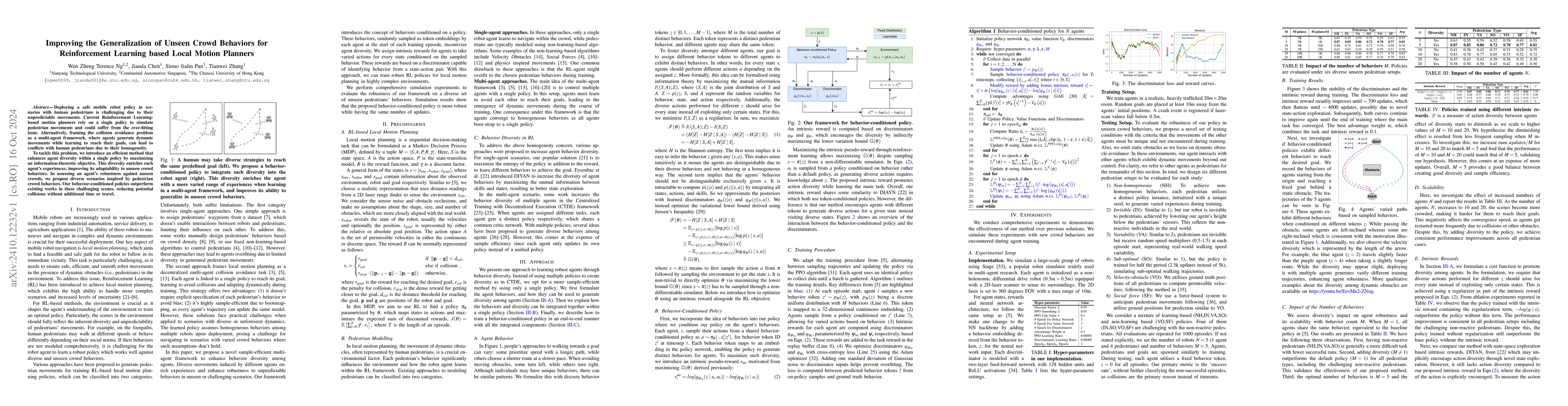 Thumbnail for Improving the Generalization of Unseen Crowd Behaviors for Reinforcement
  Learning based Local Motion Planners