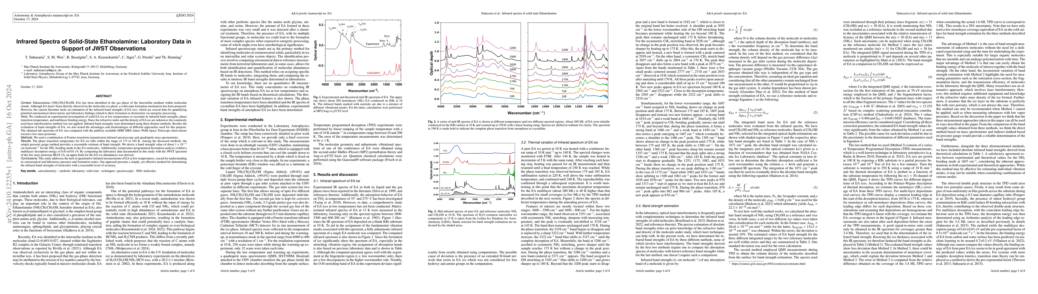 Thumbnail for Infrared Spectra of Solid-State Ethanolamine: Laboratory Data in Support
  of JWST Observations
