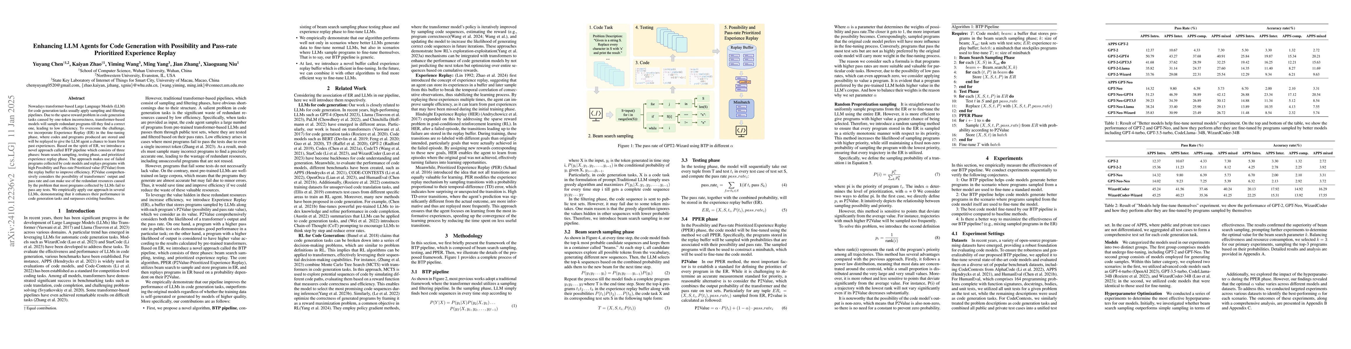 Thumbnail for Enhancing LLM Agents for Code Generation with Possibility and Pass-rate
  Prioritized Experience Replay