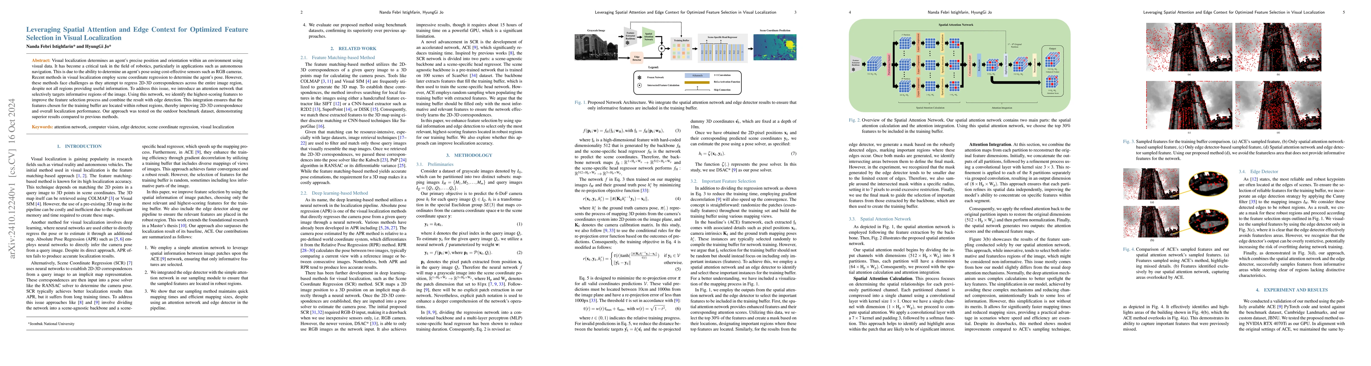 Thumbnail for Leveraging Spatial Attention and Edge Context for Optimized Feature
  Selection in Visual Localization