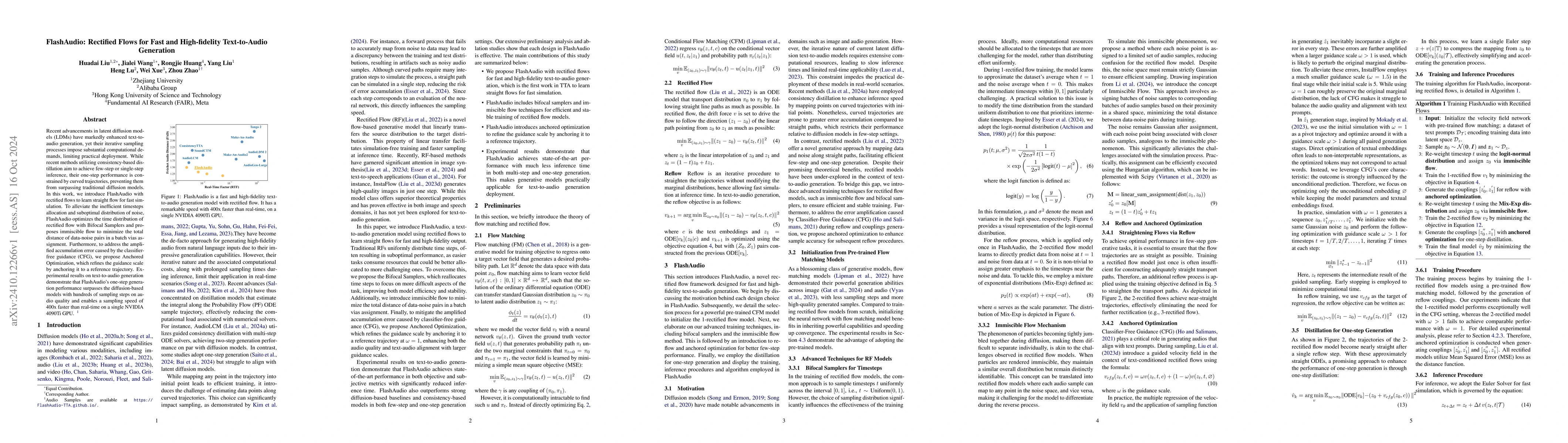Thumbnail for FlashAudio: Rectified Flows for Fast and High-Fidelity Text-to-Audio
  Generation