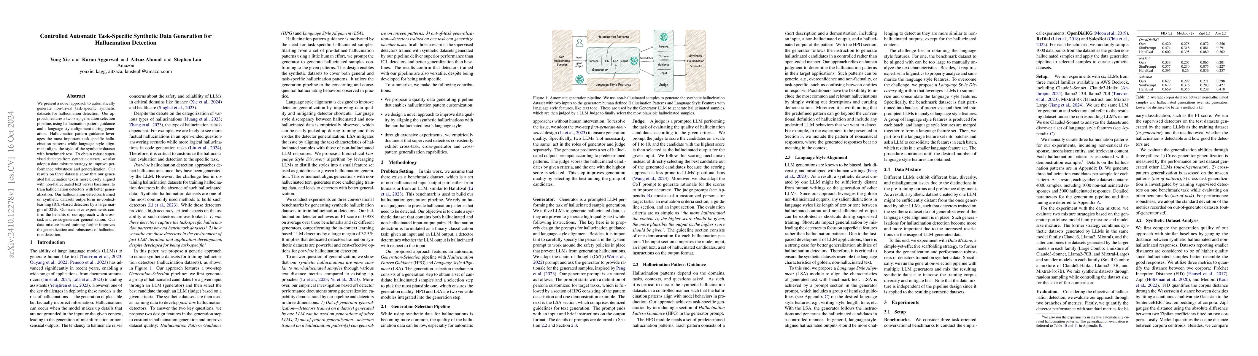 Thumbnail for Controlled Automatic Task-Specific Synthetic Data Generation for
  Hallucination Detection