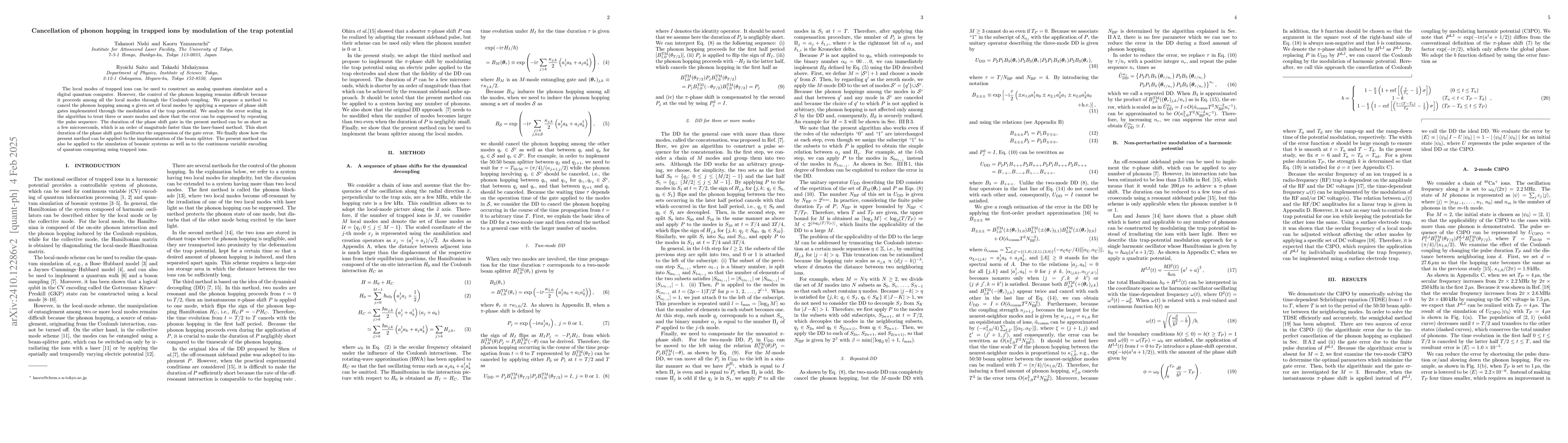 Thumbnail for Cancellation of phonon hopping in trapped ions by modulation of the trap
  potential