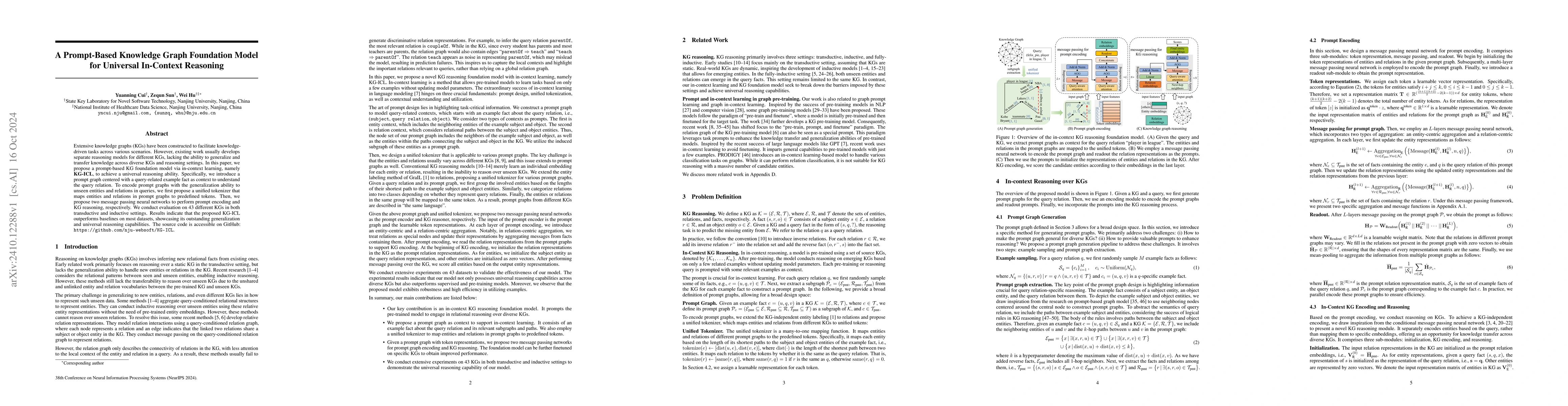Thumbnail for A Prompt-Based Knowledge Graph Foundation Model for Universal In-Context
  Reasoning
