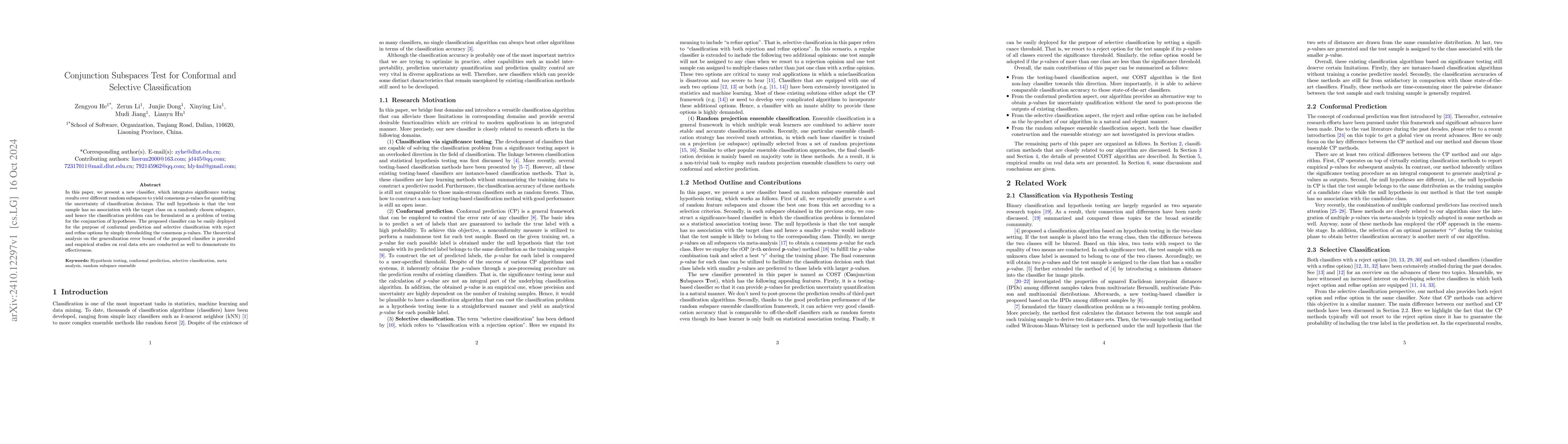 Thumbnail for Conjunction Subspaces Test for Conformal and Selective Classification