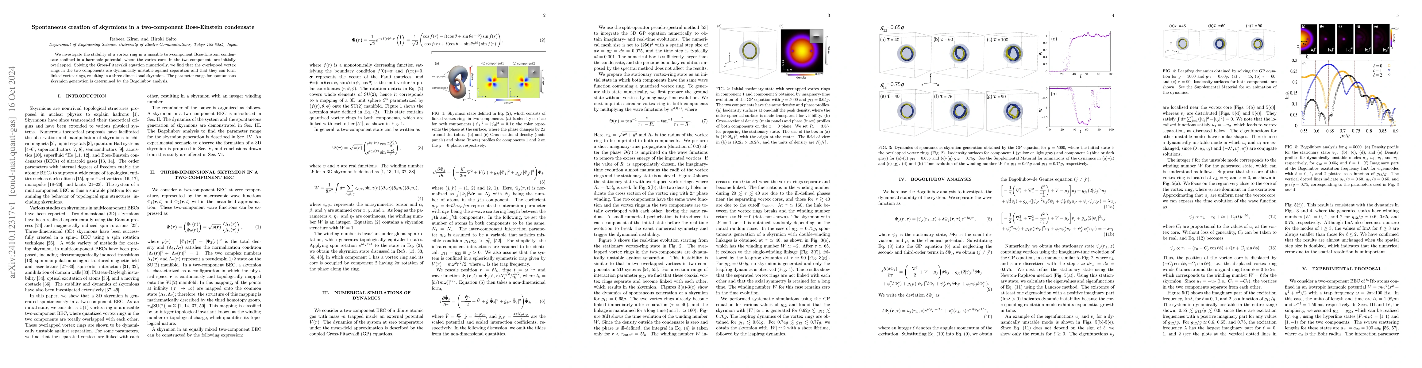 Thumbnail for Spontaneous creation of skyrmions in a two-component Bose-Einstein
  condensate