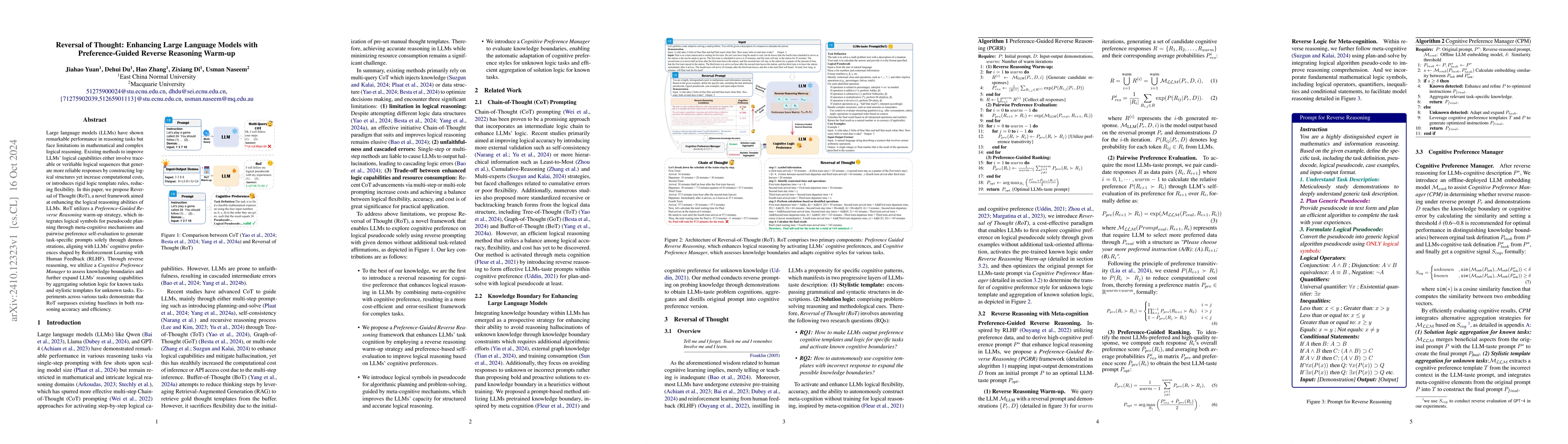 Thumbnail for Reversal of Thought: Enhancing Large Language Models with
  Preference-Guided Reverse Reasoning Warm-up