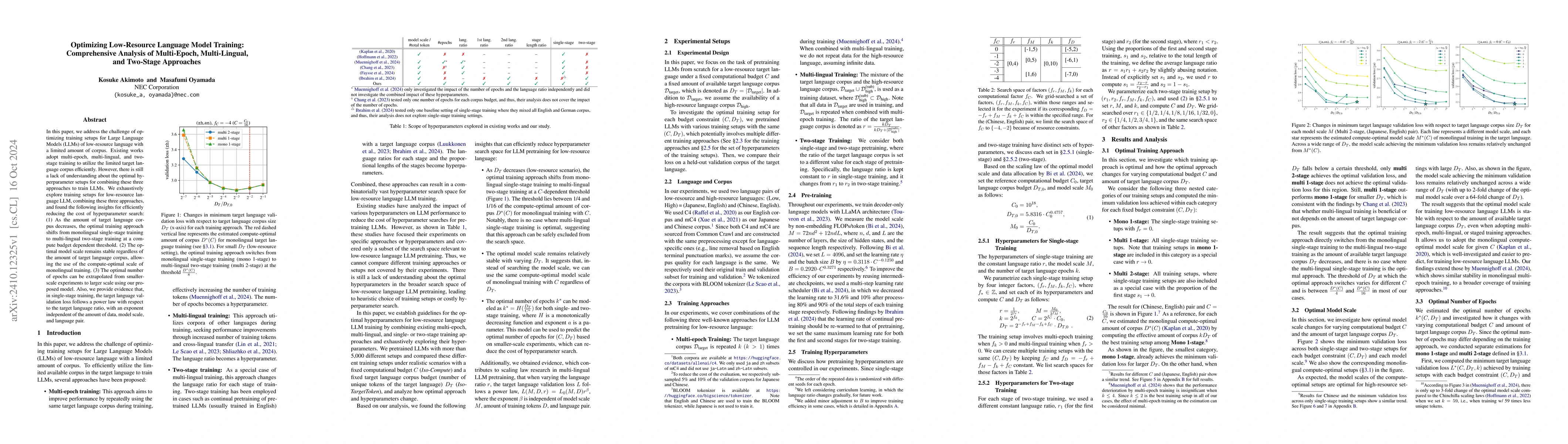 Thumbnail for Optimizing Low-Resource Language Model Training: Comprehensive Analysis
  of Multi-Epoch, Multi-Lingual, and Two-Stage Approaches