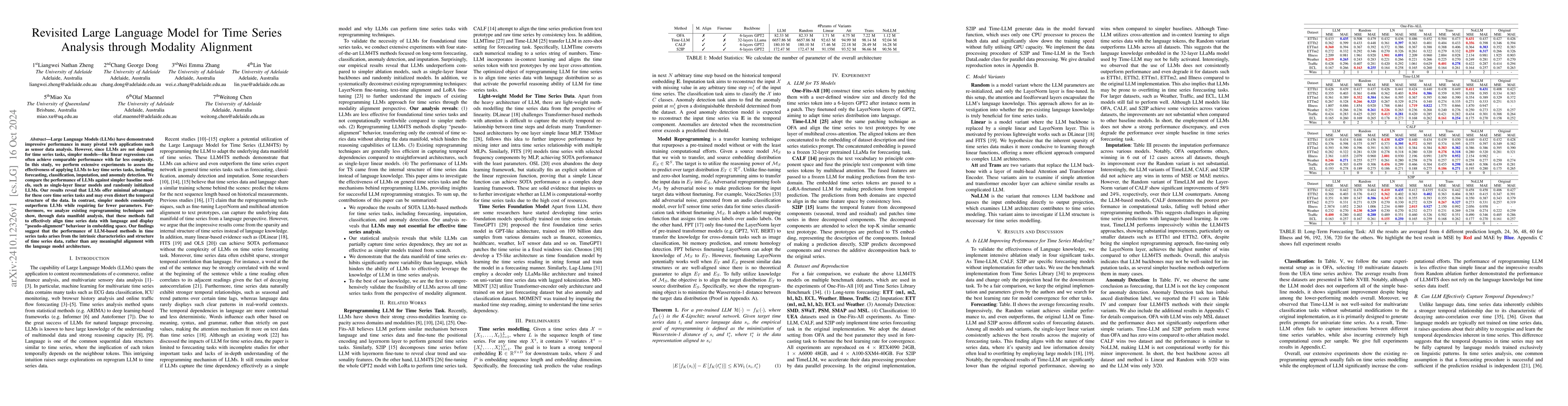 Thumbnail for Revisited Large Language Model for Time Series Analysis through Modality
  Alignment