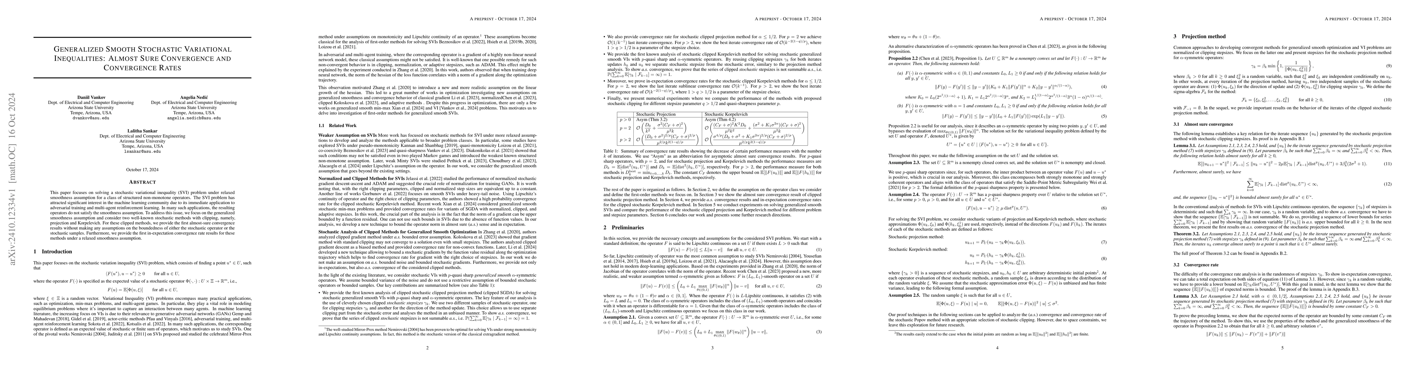Thumbnail for Generalized Smooth Stochastic Variational Inequalities: Almost Sure
  Convergence and Convergence Rates