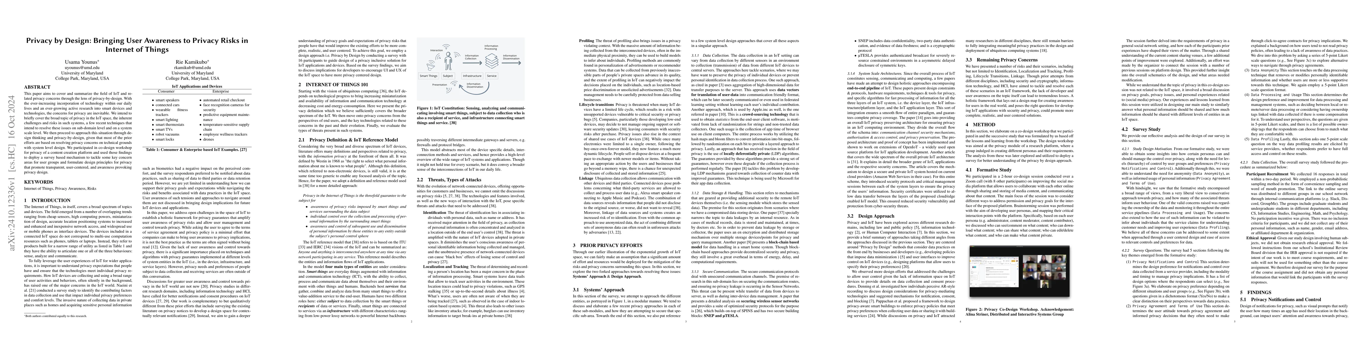 Thumbnail for Privacy by Design: Bringing User Awareness to Privacy Risks in Internet
  of Things