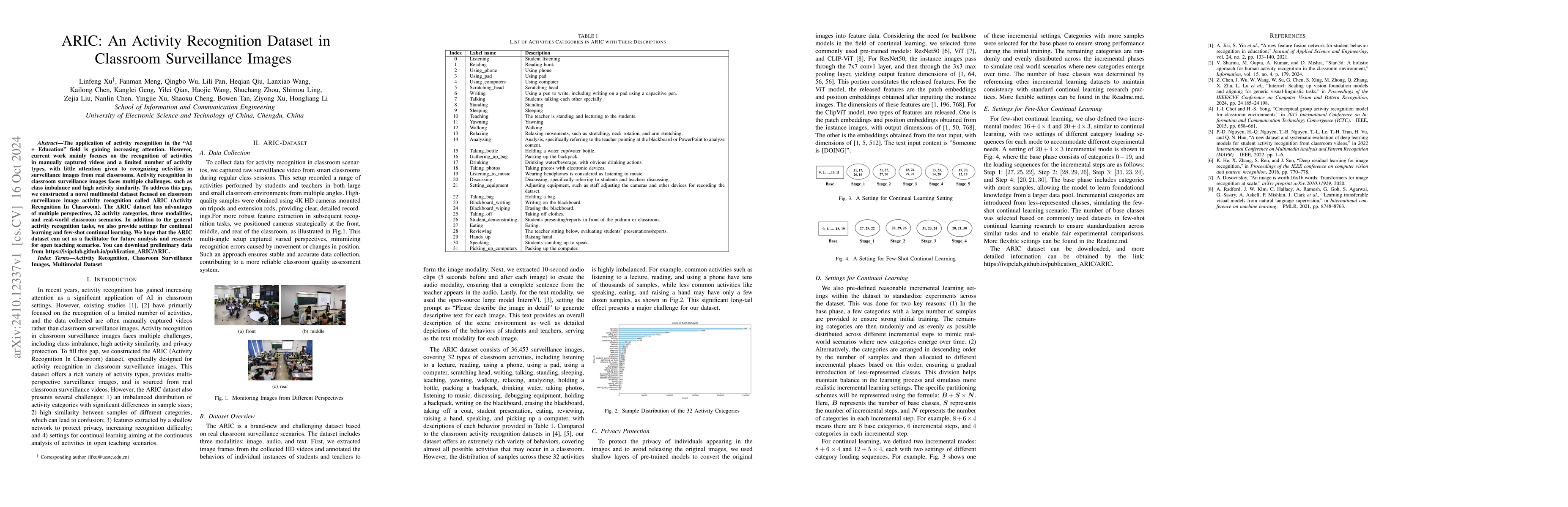 Thumbnail for ARIC: An Activity Recognition Dataset in Classroom Surveillance Images