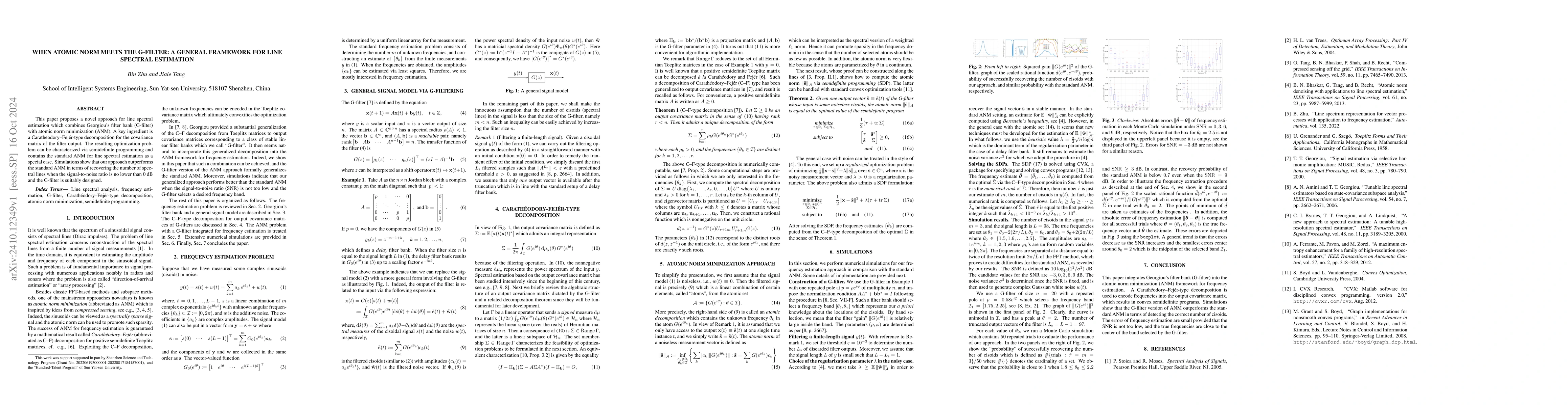 Thumbnail for When atomic norm meets the G-filter: A general framework for line
  spectral estimation