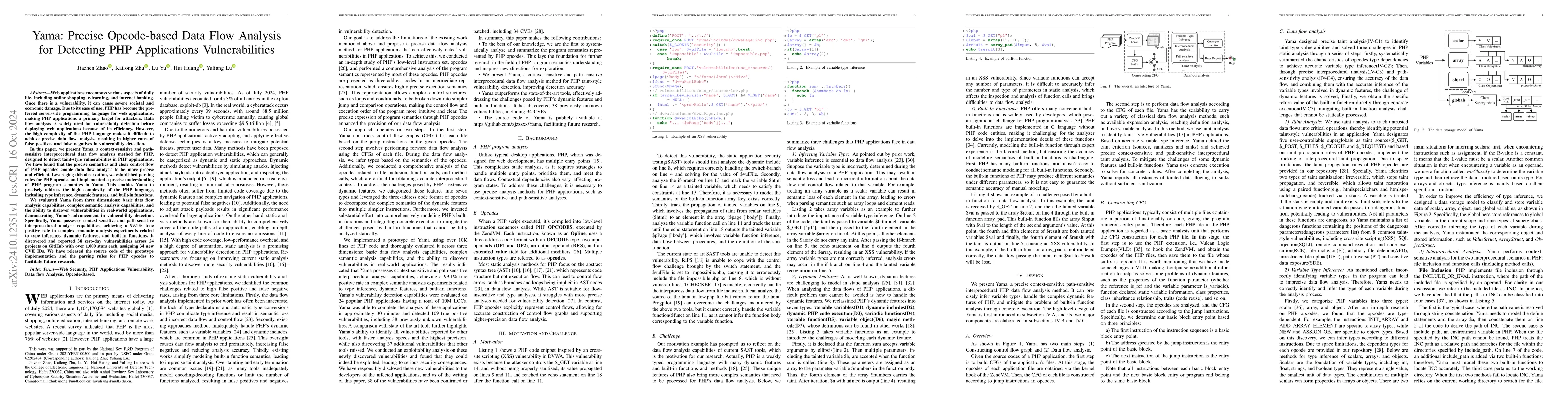 Thumbnail for Yama: Precise Opcode-based Data Flow Analysis for Detecting PHP
  Applications Vulnerabilities
