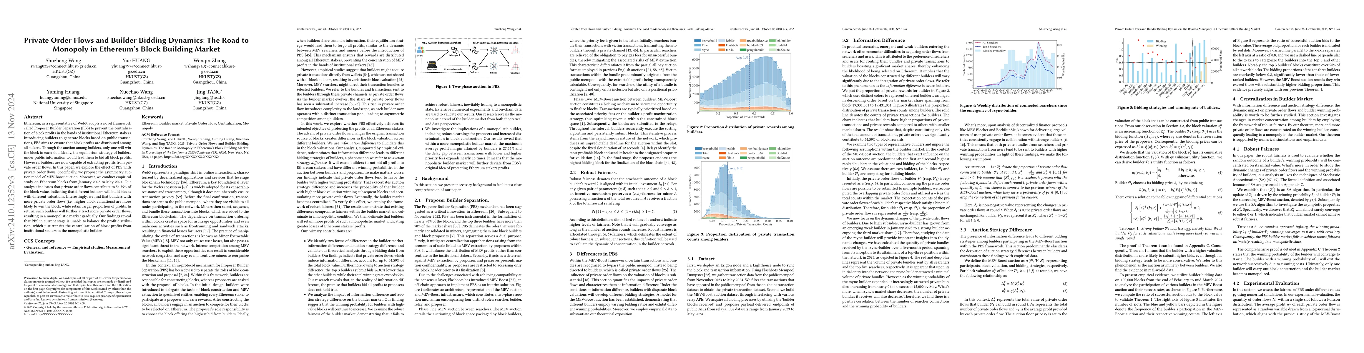 Thumbnail for Private Order Flows and Builder Bidding Dynamics: The Road to Monopoly
  in Ethereum's Block Building Market