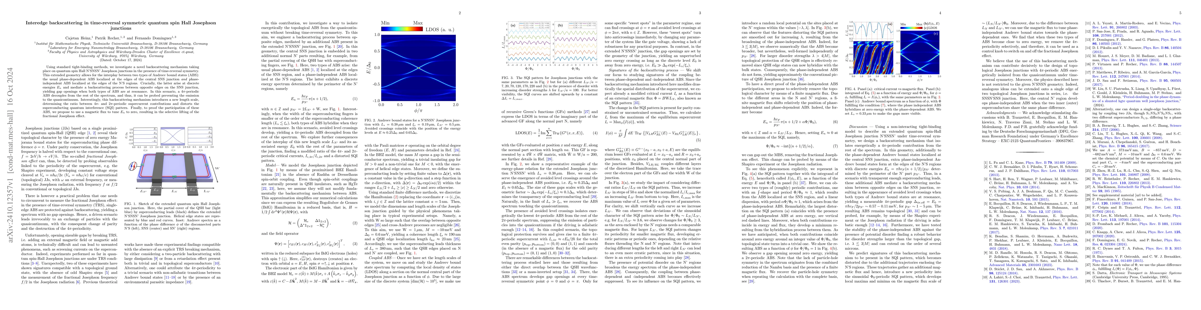 Thumbnail for Interedge backscattering in time-reversal symmetric quantum spin Hall
  Josephson junctions
