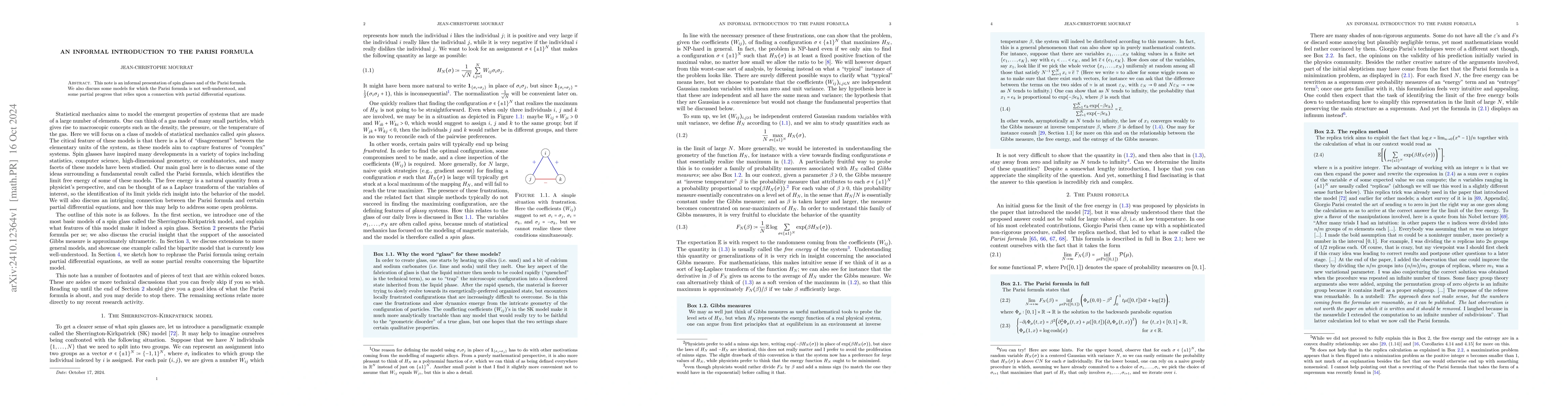 Thumbnail for An informal introduction to the Parisi formula