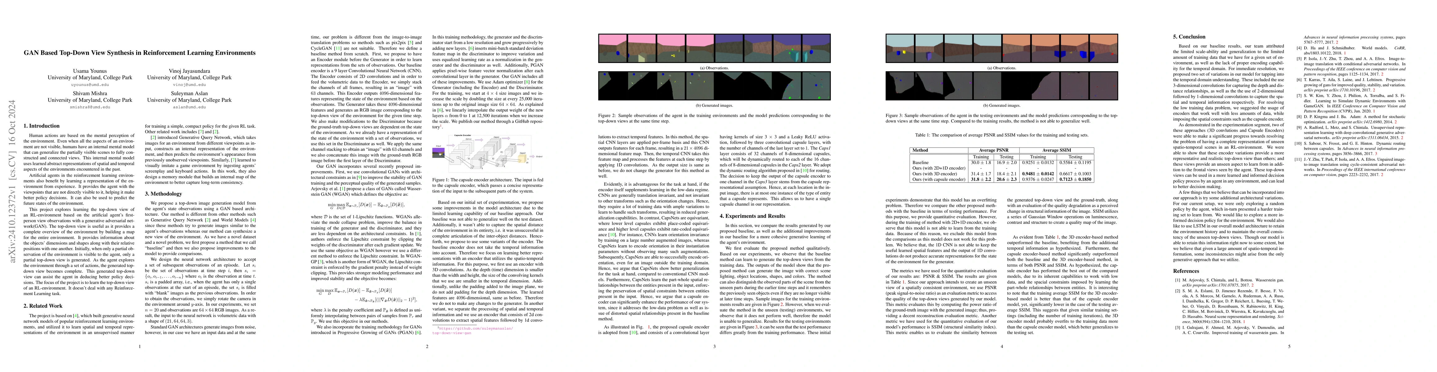 Thumbnail for GAN Based Top-Down View Synthesis in Reinforcement Learning Environments