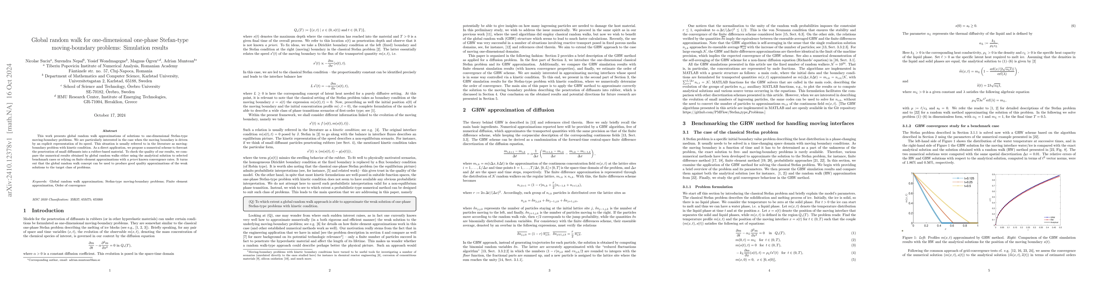 Thumbnail for Global random walk for one-dimensional one-phase Stefan-type
  moving-boundary problems: Simulation results