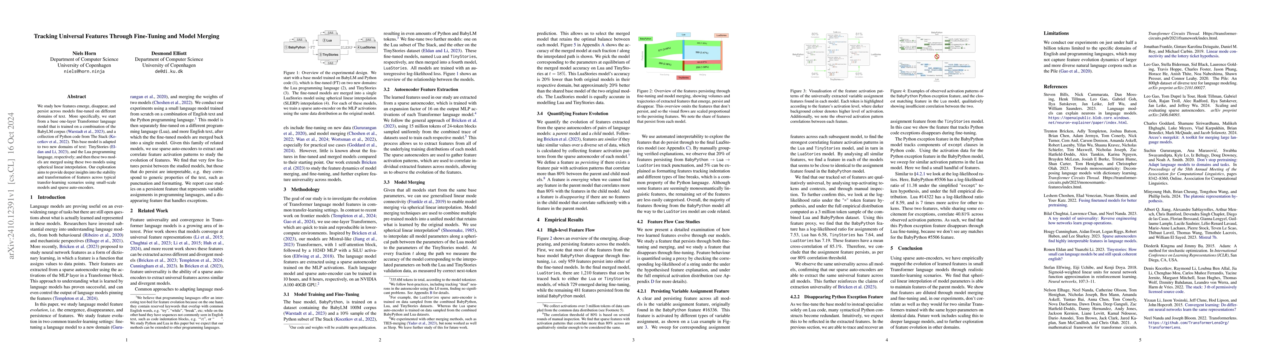 Thumbnail for Tracking Universal Features Through Fine-Tuning and Model Merging