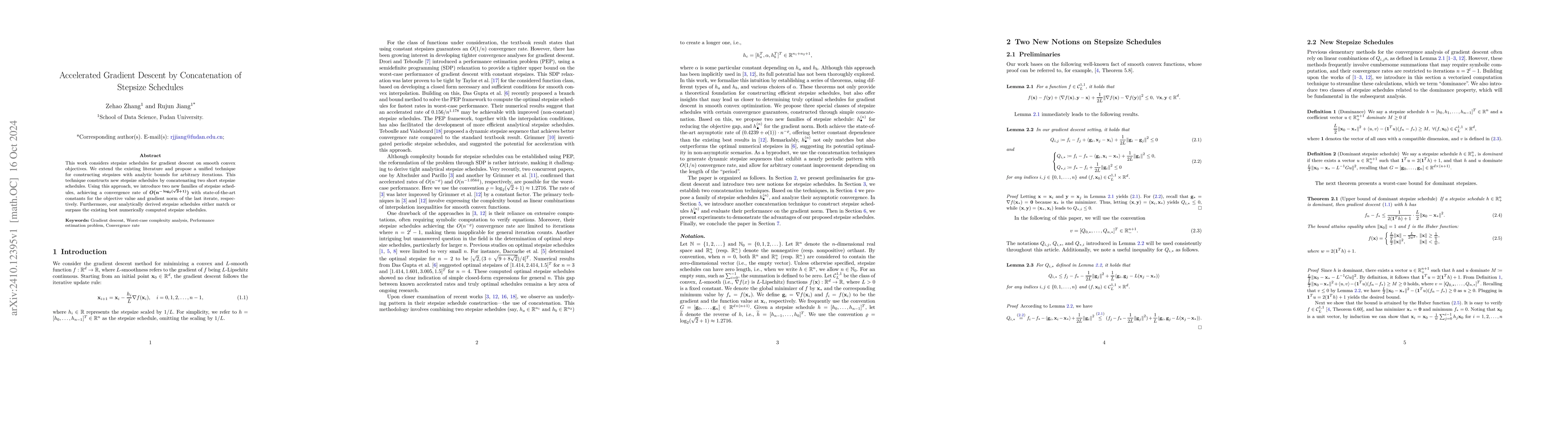 Thumbnail for Accelerated Gradient Descent by Concatenation of Stepsize Schedules