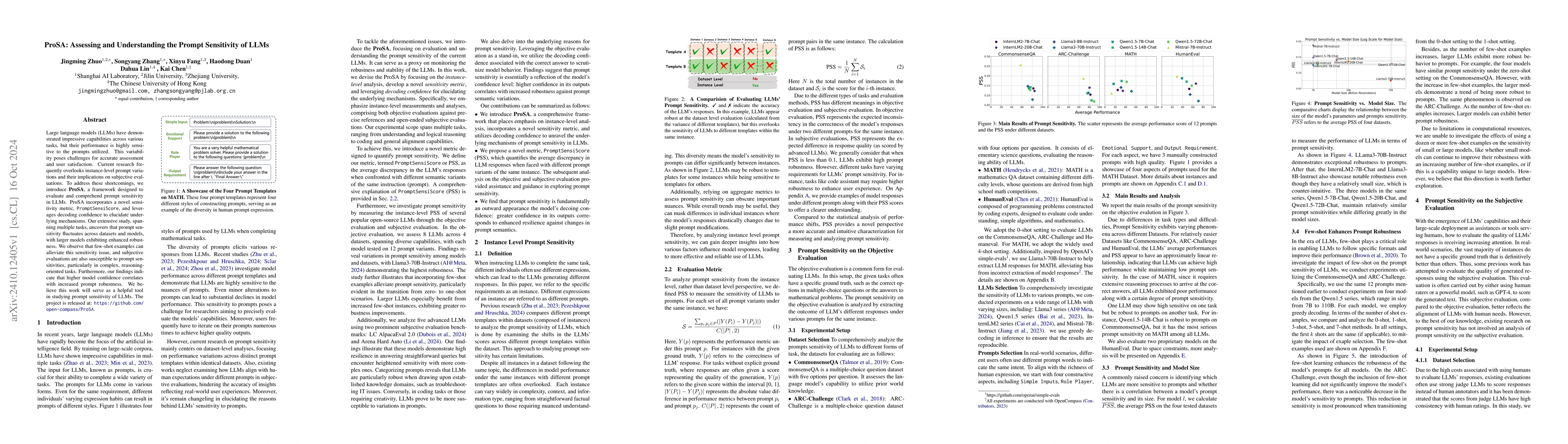 Thumbnail for ProSA: Assessing and Understanding the Prompt Sensitivity of LLMs