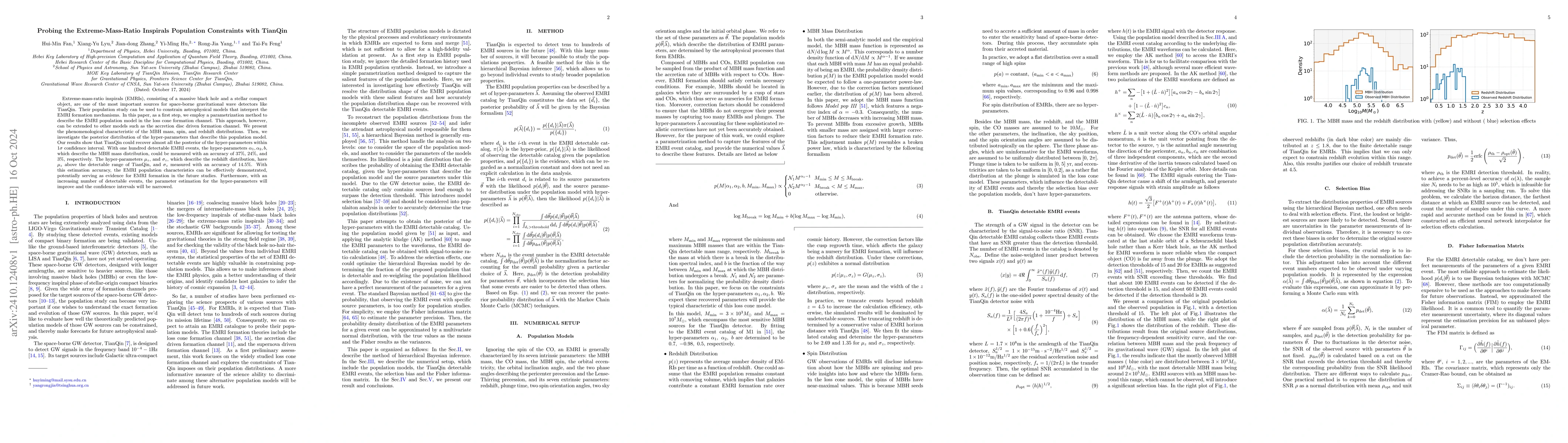 Thumbnail for Probing the Extreme-Mass-Ratio Inspirals Population Constraints with
  TianQin