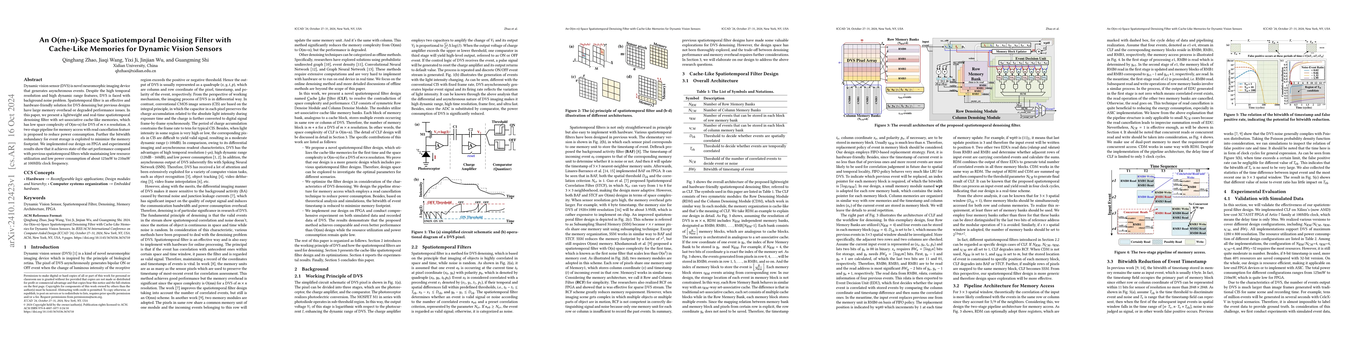 Thumbnail for An O(m+n)-Space Spatiotemporal Denoising Filter with Cache-Like Memories
  for Dynamic Vision Sensors