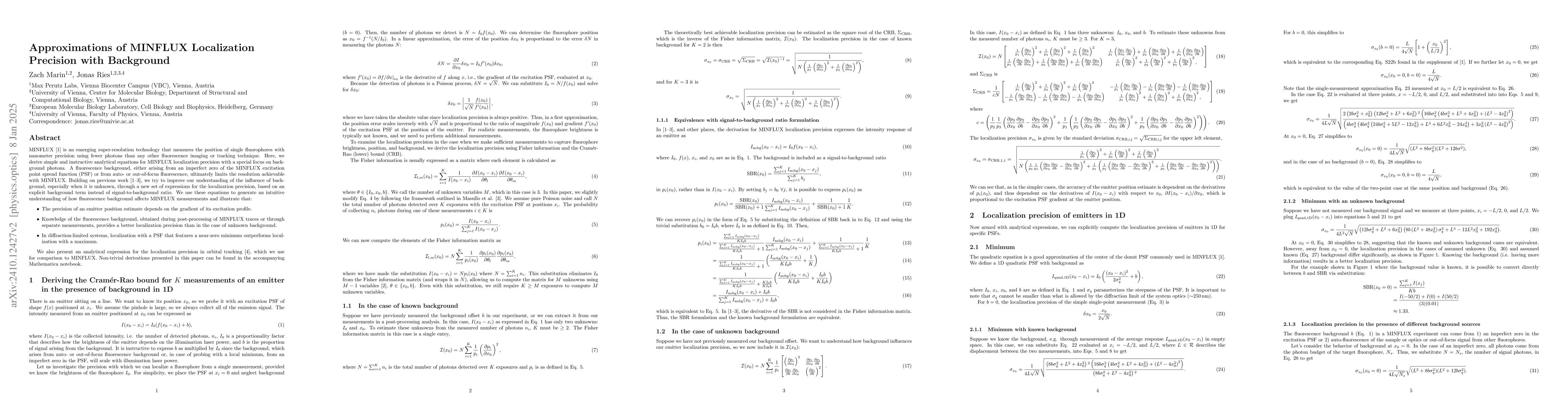 Thumbnail for Approximations of MINFLUX Localization Precision with Background