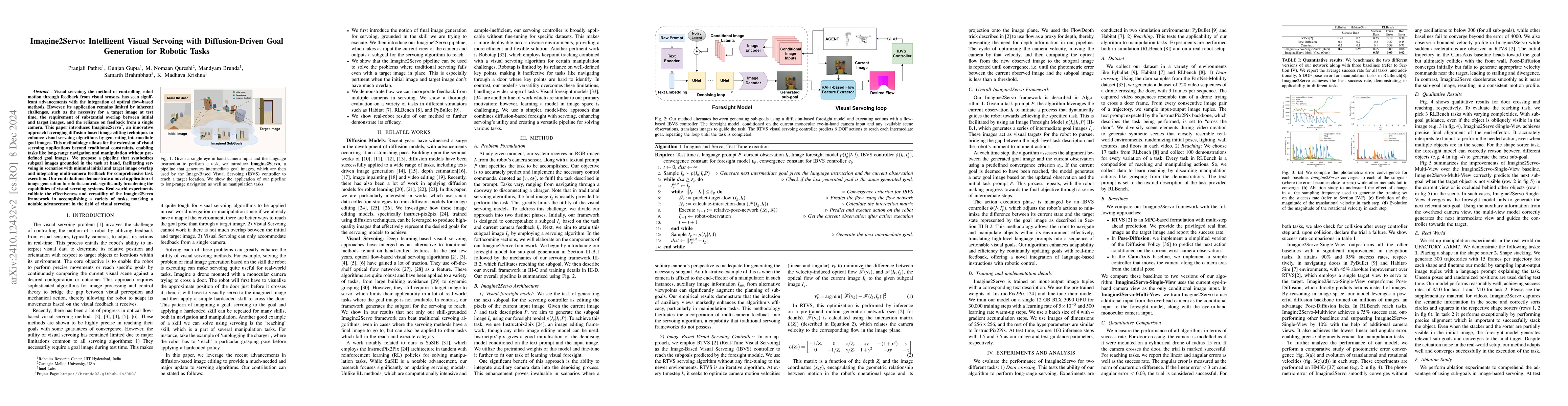 Thumbnail for Imagine2Servo: Intelligent Visual Servoing with Diffusion-Driven Goal
  Generation for Robotic Tasks