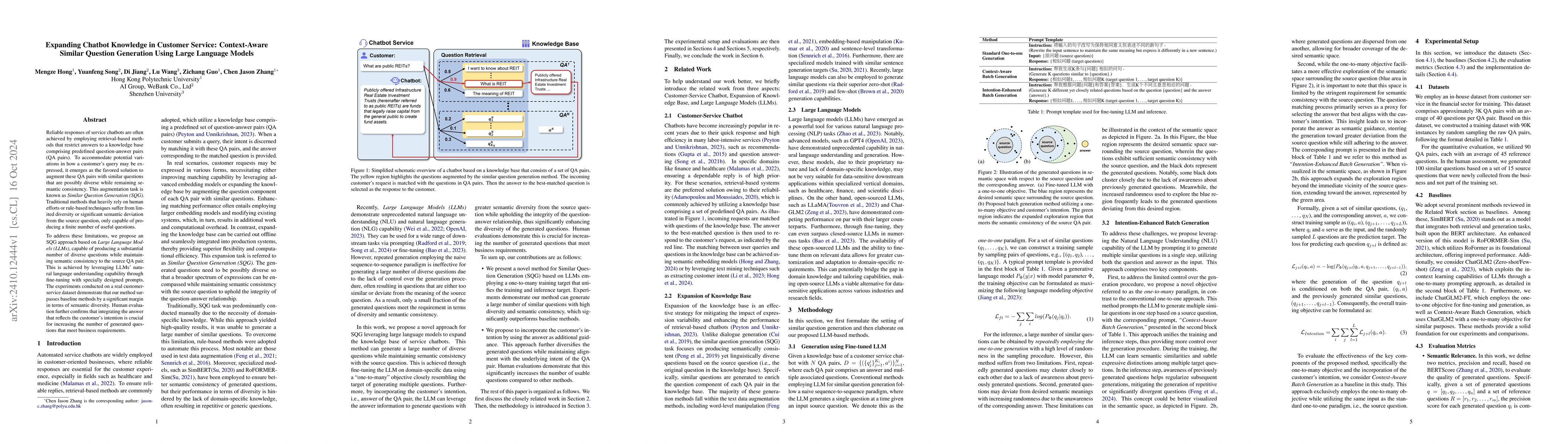 Thumbnail for Expanding Chatbot Knowledge in Customer Service: Context-Aware Similar
  Question Generation Using Large Language Models