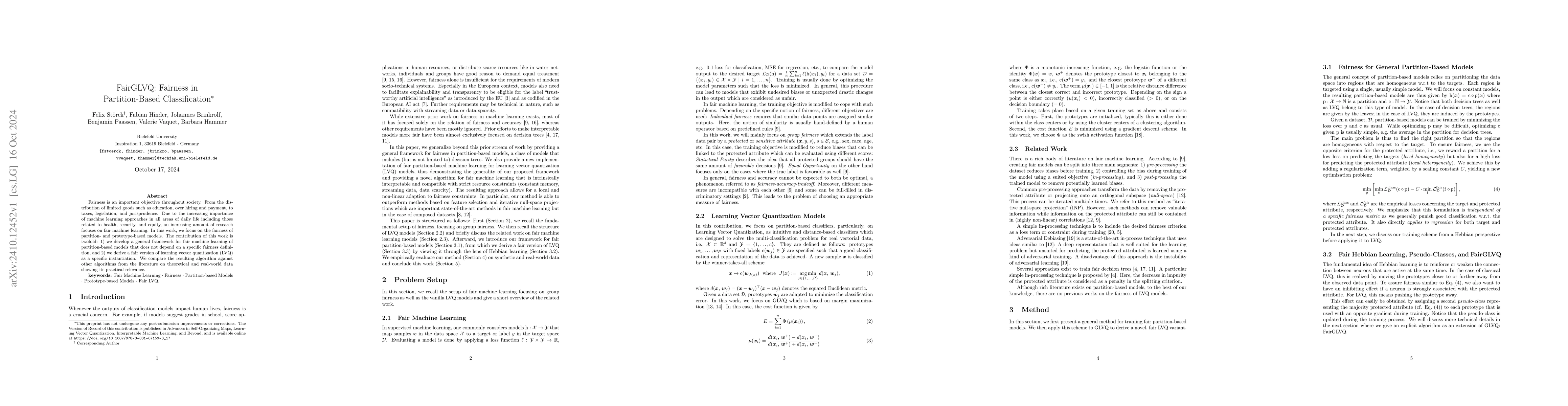 Thumbnail for FairGLVQ: Fairness in Partition-Based Classification