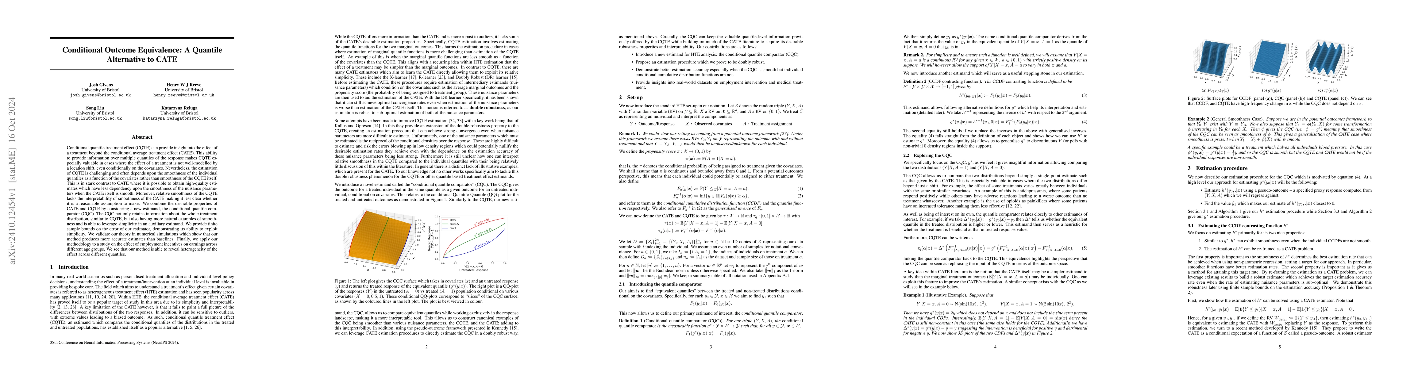 Thumbnail for Conditional Outcome Equivalence: A Quantile Alternative to CATE