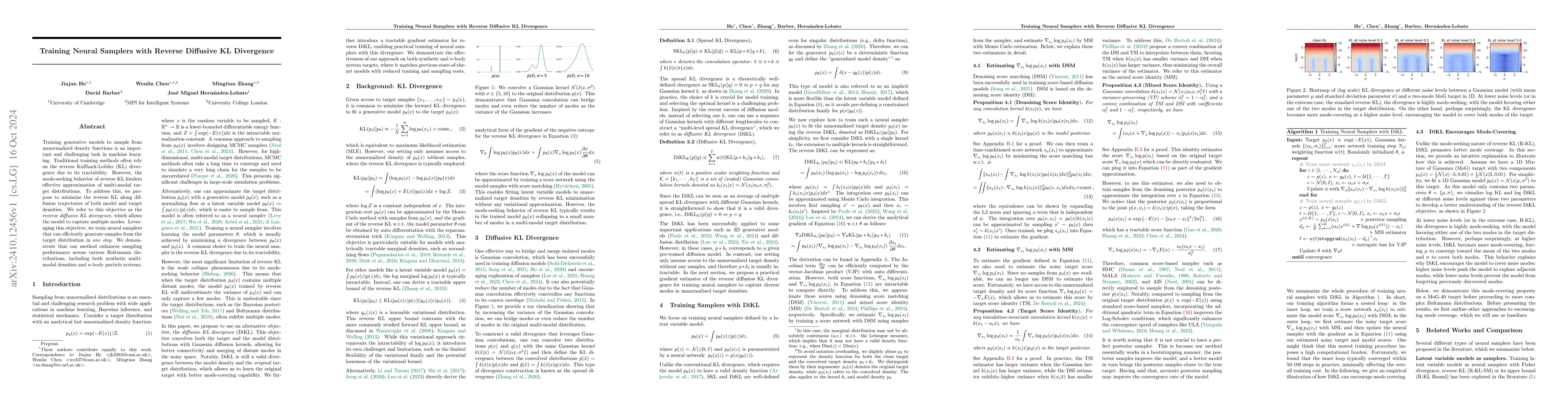 Thumbnail for Training Neural Samplers with Reverse Diffusive KL Divergence