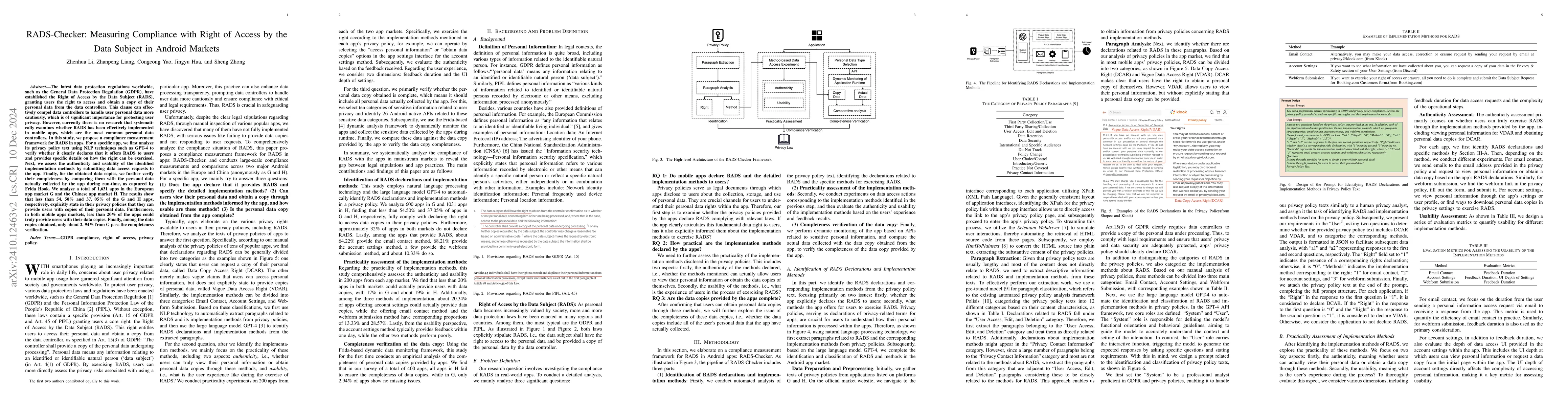 Thumbnail for RADS-Checker: Measuring Compliance with Right of Access by the Data
  Subject in Android Markets