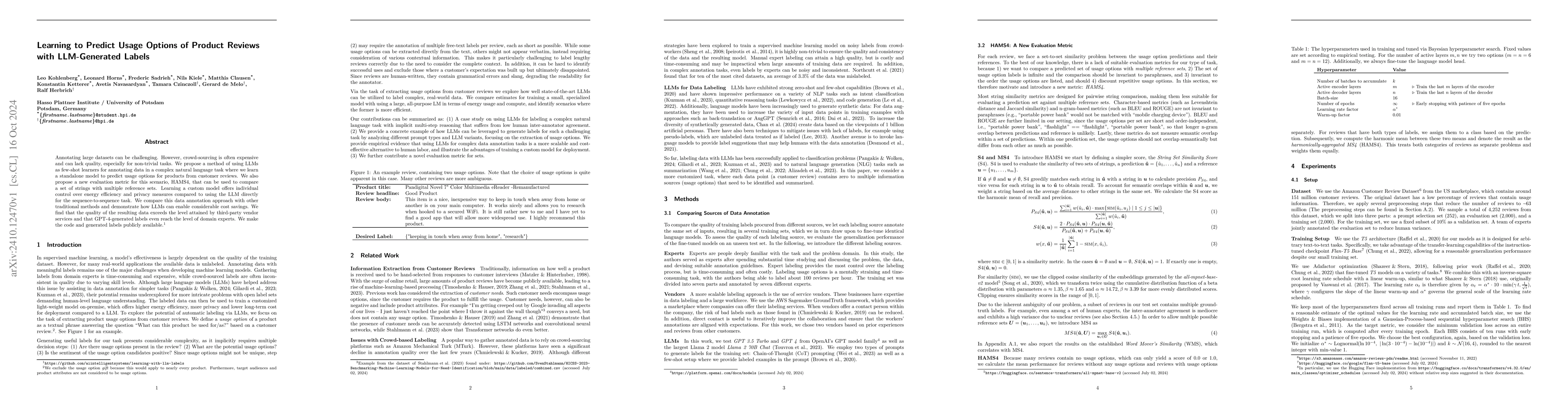 Thumbnail for Learning to Predict Usage Options of Product Reviews with LLM-Generated
  Labels