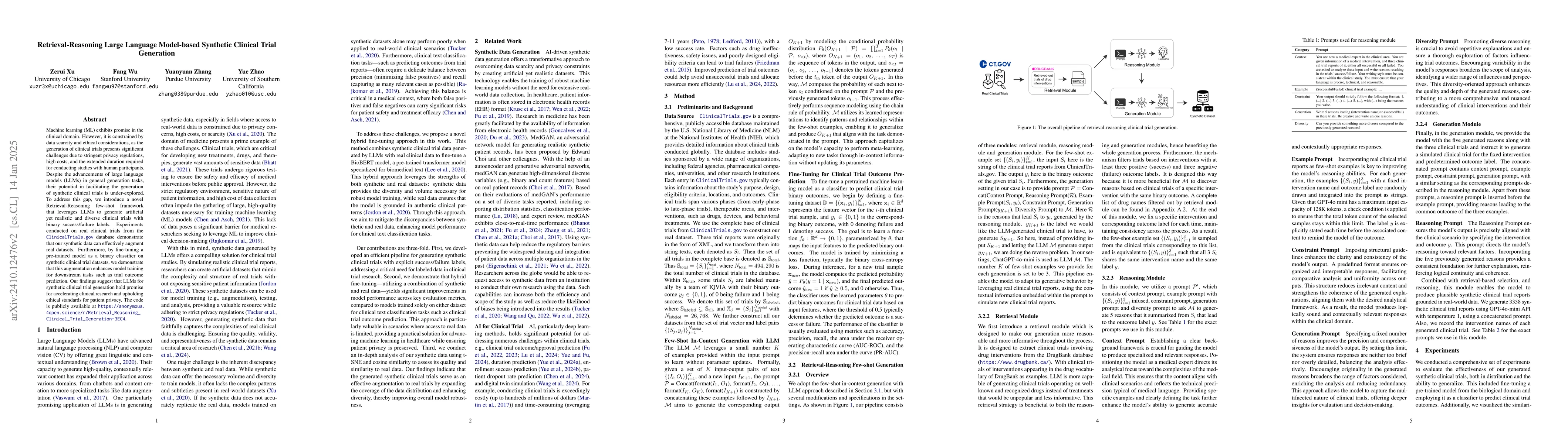 Thumbnail for Retrieval-Reasoning Large Language Model-based Synthetic Clinical Trial
  Generation