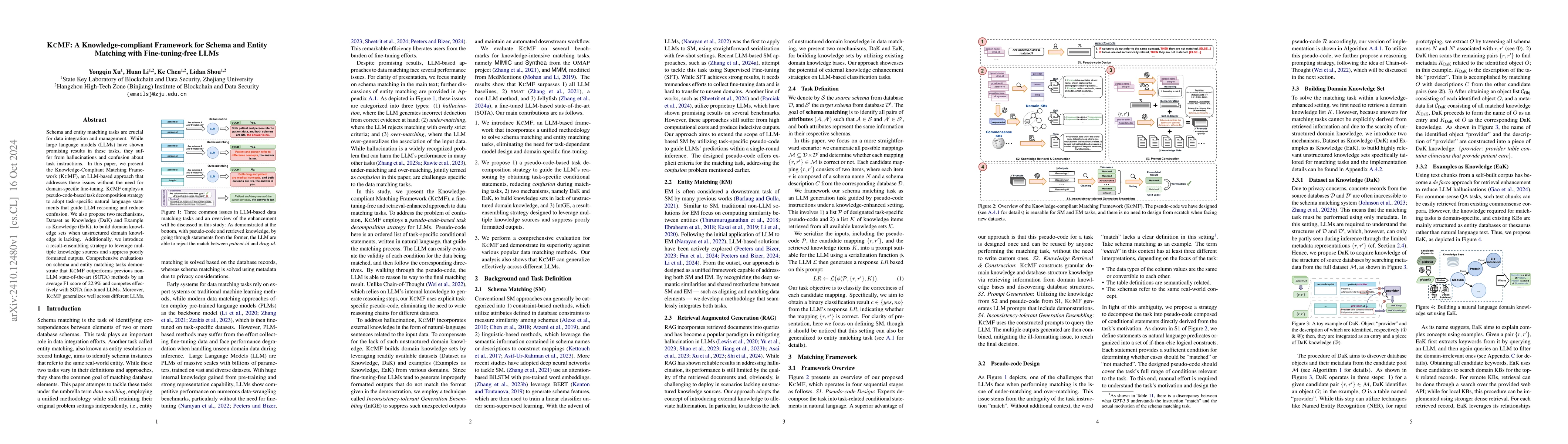 Thumbnail for KcMF: A Knowledge-compliant Framework for Schema and Entity Matching
  with Fine-tuning-free LLMs
