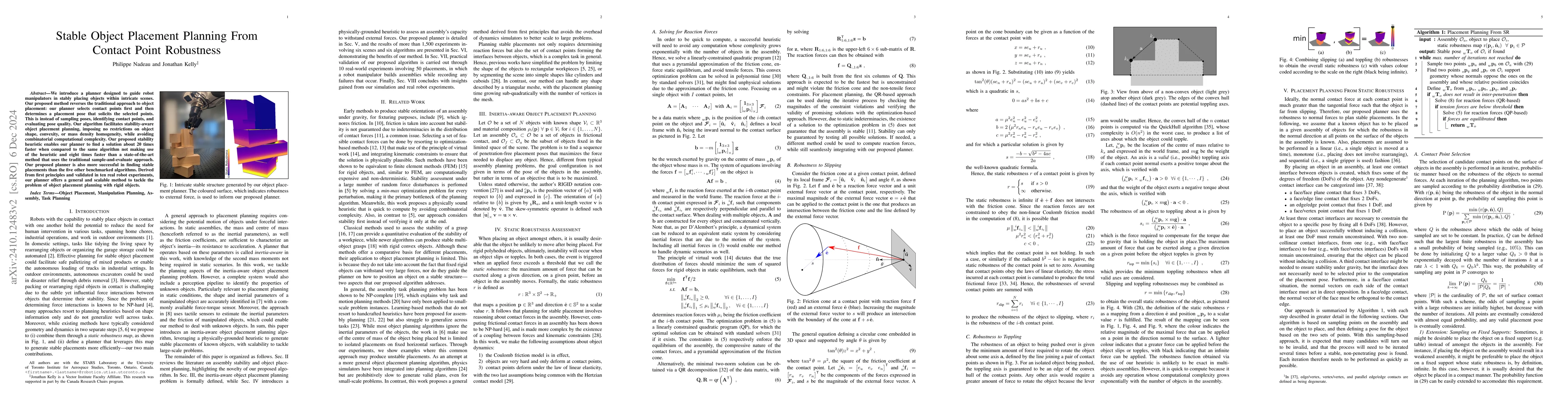Thumbnail for Stable Object Placement Planning From Contact Point Robustness
