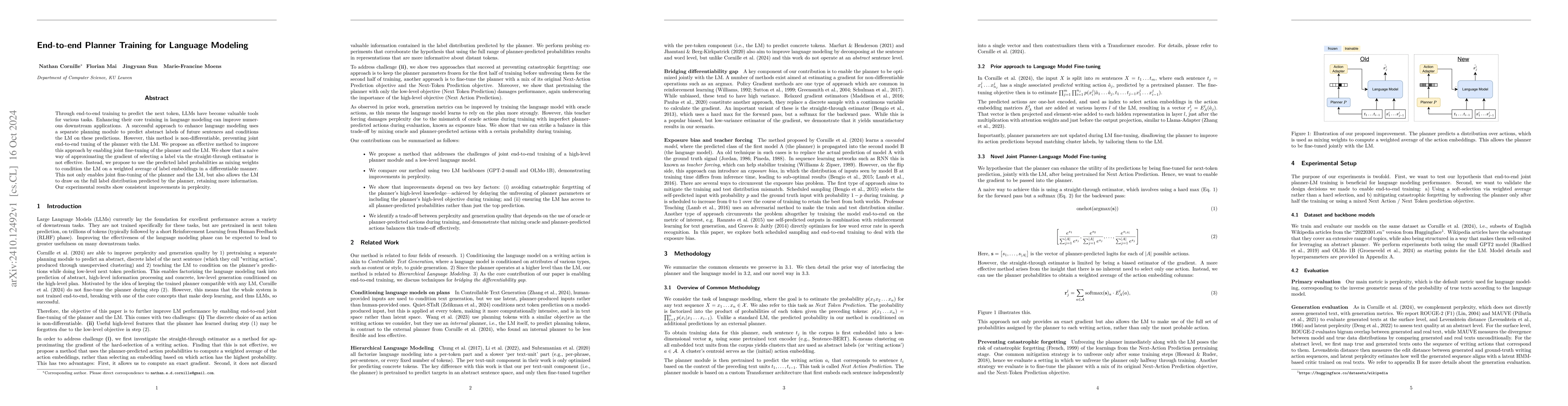 Thumbnail for End-to-end Planner Training for Language Modeling