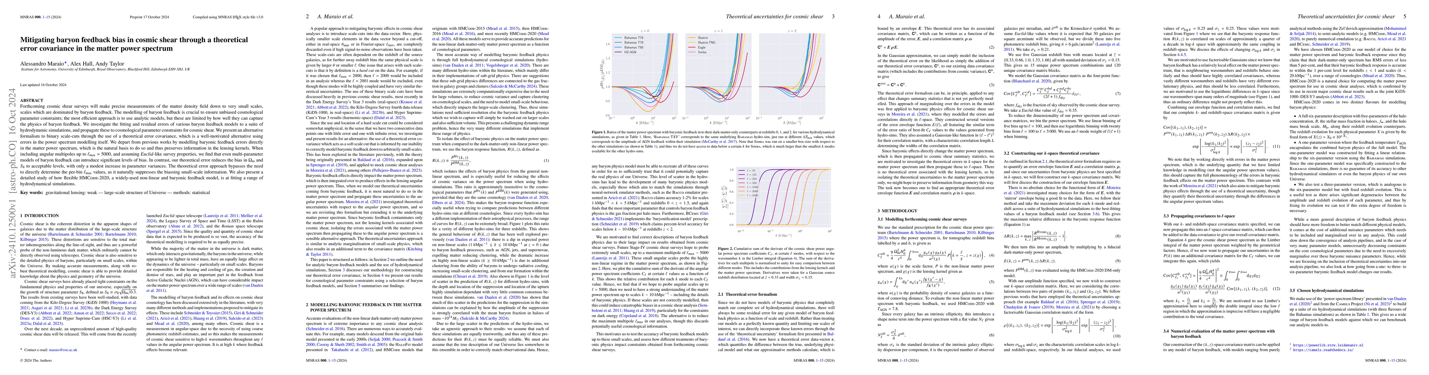 Thumbnail for Mitigating baryon feedback bias in cosmic shear through a theoretical
  error covariance in the matter power spectrum