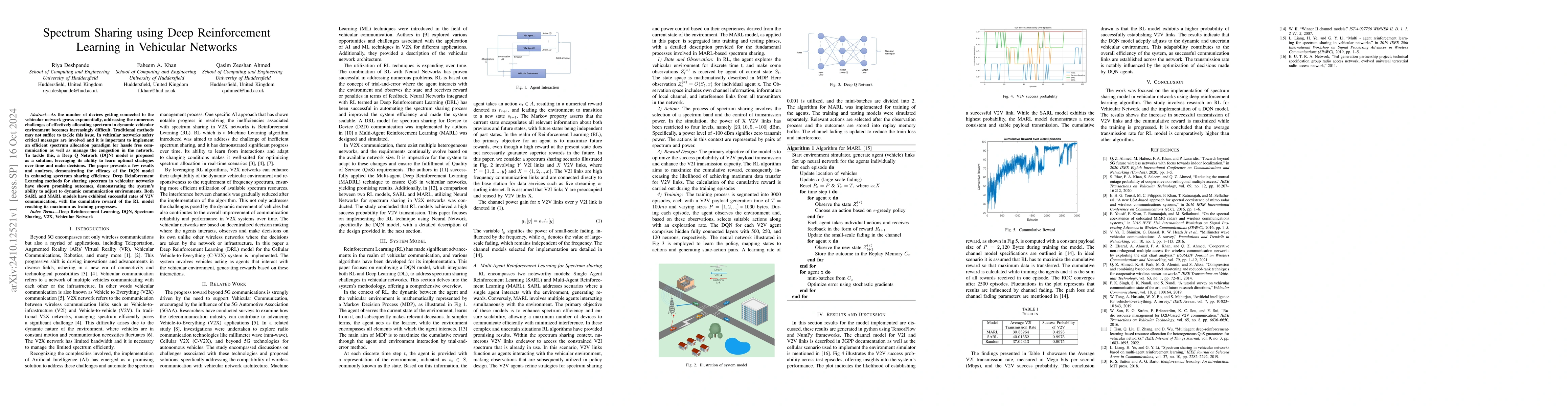 Thumbnail for Spectrum Sharing using Deep Reinforcement Learning in Vehicular Networks