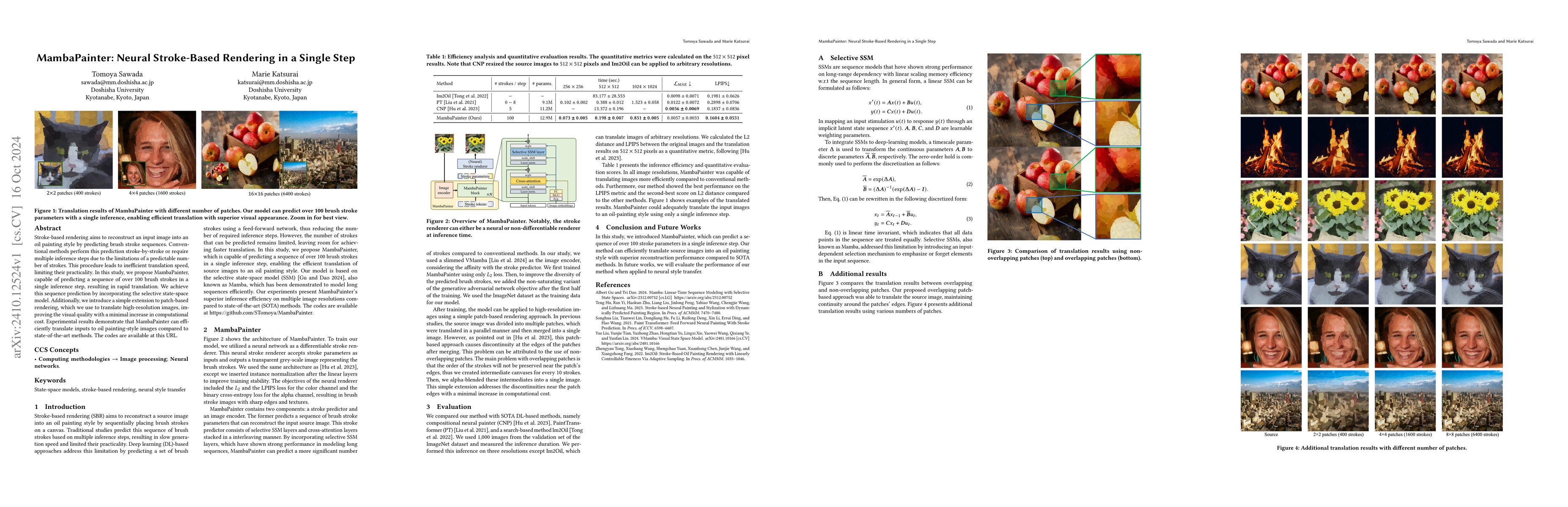 Thumbnail for MambaPainter: Neural Stroke-Based Rendering in a Single Step