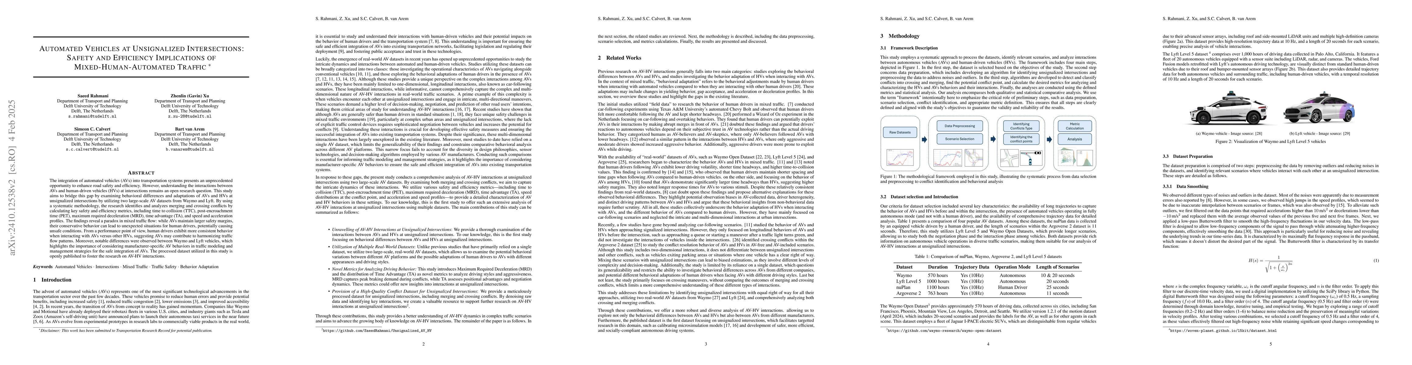 Thumbnail for Characterizing Behavioral Differences and Adaptations of Automated
  Vehicles and Human Drivers at Unsignalized Intersections: Insights from Waymo
  and Lyft Open Datasets