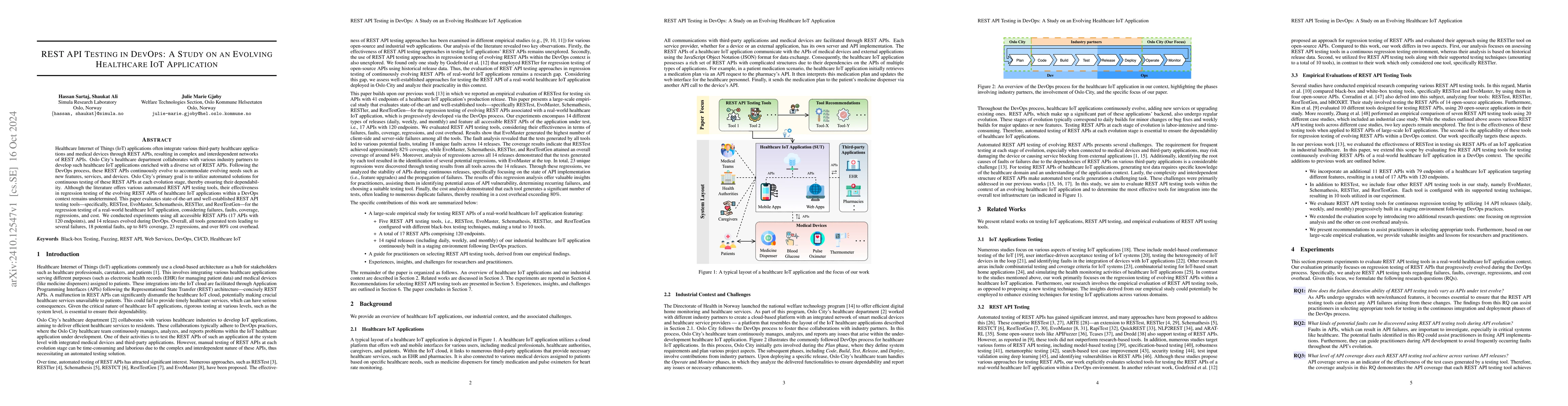 Thumbnail for REST API Testing in DevOps: A Study on an Evolving Healthcare IoT
  Application
