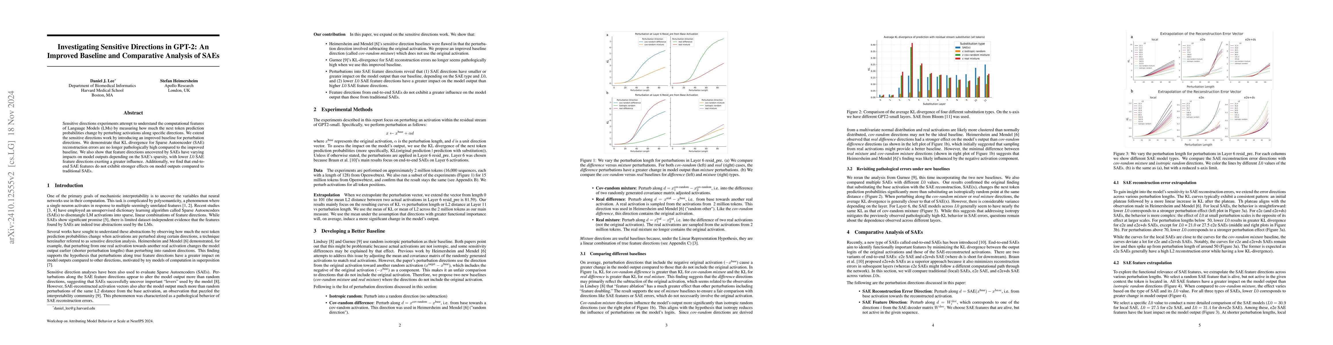 Thumbnail for Investigating Sensitive Directions in GPT-2: An Improved Baseline and
  Comparative Analysis of SAEs