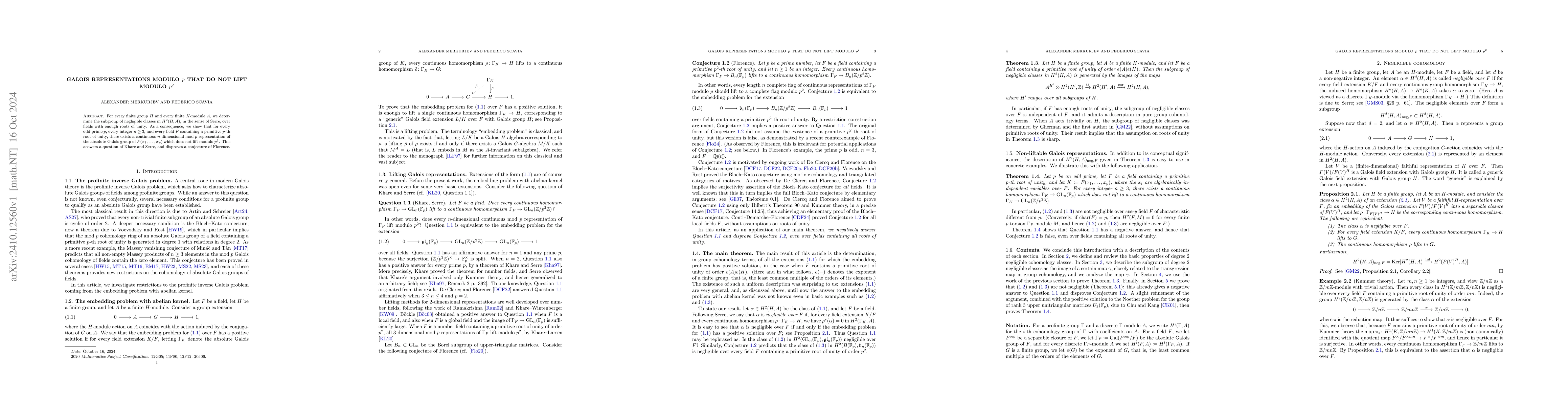 Thumbnail for Galois representations modulo $p$ that do not lift modulo $p^2$