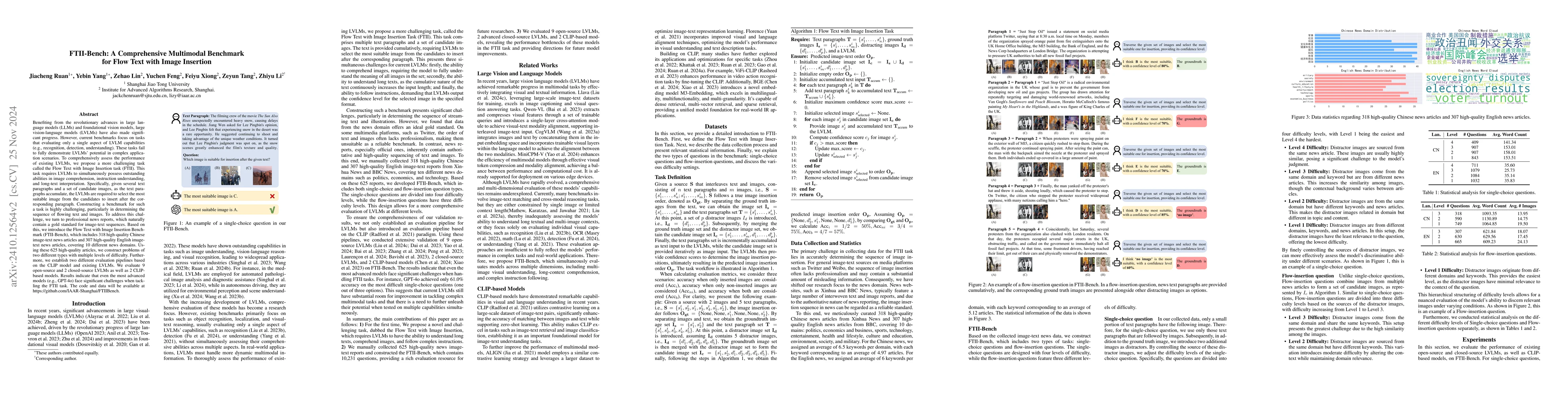Thumbnail for FTII-Bench: A Comprehensive Multimodal Benchmark for Flow Text with
  Image Insertion