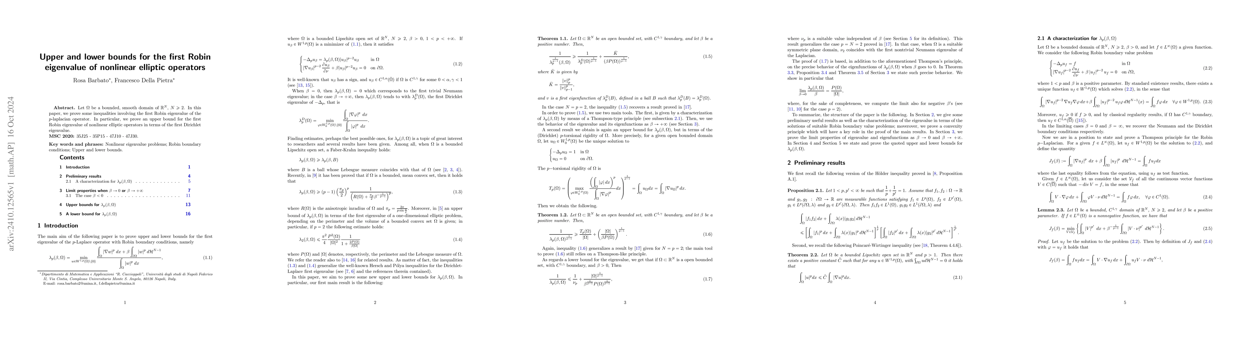 Thumbnail for Upper and lower bounds for the first Robin eigenvalue of nonlinear
  elliptic operators