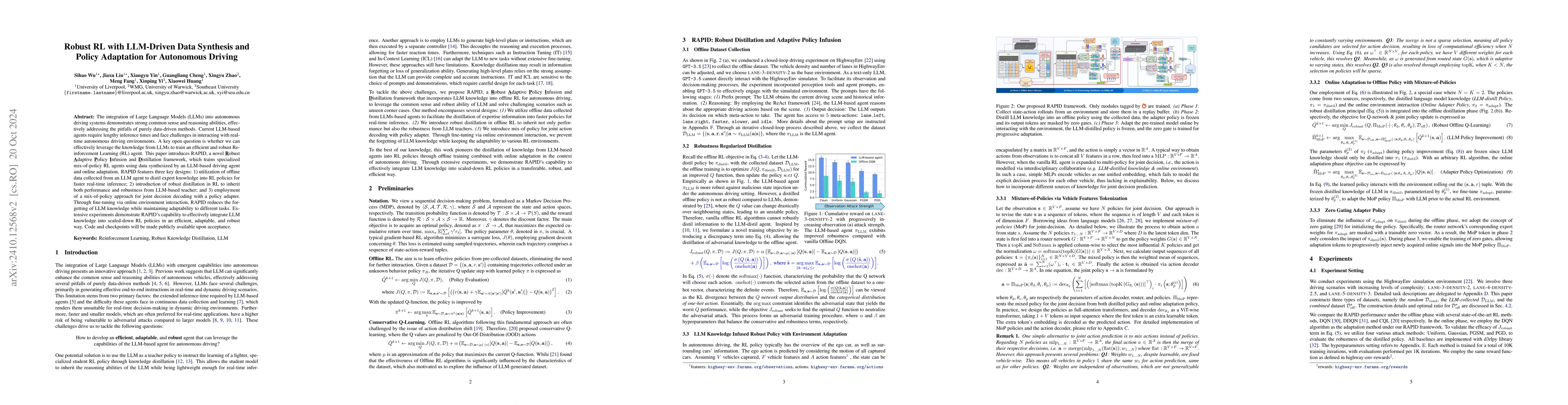 Thumbnail for Robust RL with LLM-Driven Data Synthesis and Policy Adaptation for
  Autonomous Driving